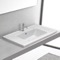 Drop In Bathroom Sink With Counter Space, White Ceramic, Rectangular